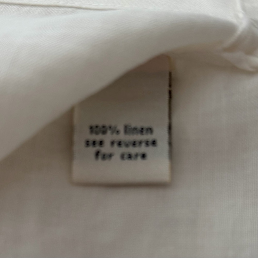 Tyler Boe Cream Linen Ruffle Collar Tunic Top Blouse Size XL Lagenlook Neutral - Picture 11 of 14